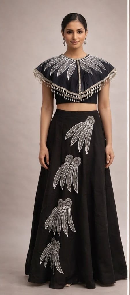 Black Swan Cape Lehenga